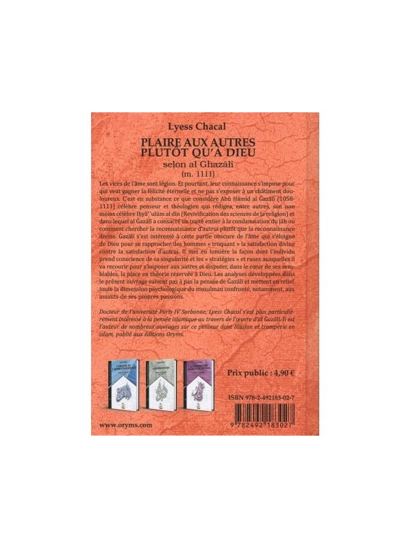 Plaire aux autre plutôt qu'à Dieu - Lyess Chacal - Edition Oryms