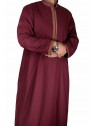 Qamis sultan avec broderie - Bordeaux / Doré