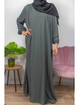 Abaya Manches élastiques - Gris 26 -  Wool peach - El Bassira