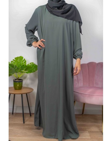 Abaya Manches élastiques - Gris 26 -  Wool peach - El Bassira