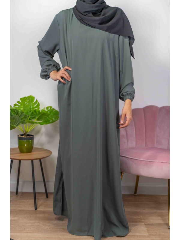 Abaya Manches élastiques - Gris 26 -  Wool peach - El Bassira