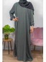 Abaya Manches élastiques - Gris 26 -  Wool peach - El Bassira