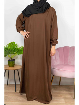 Abaya simple He Marron chocolat 8 - Wool Peach - El Bassira