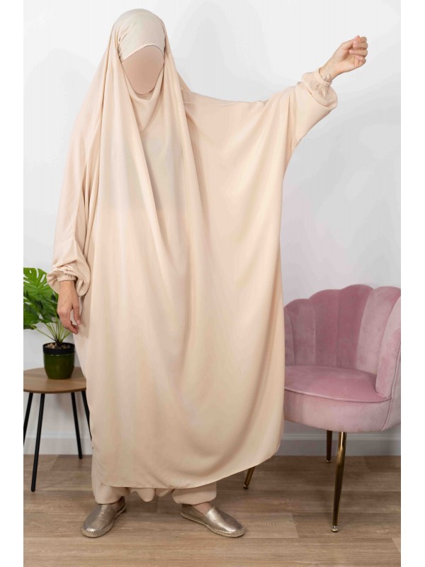 Jilbab 2 Pièces Serwal  - Beige 137 -  Wool Peach - El Bassira
