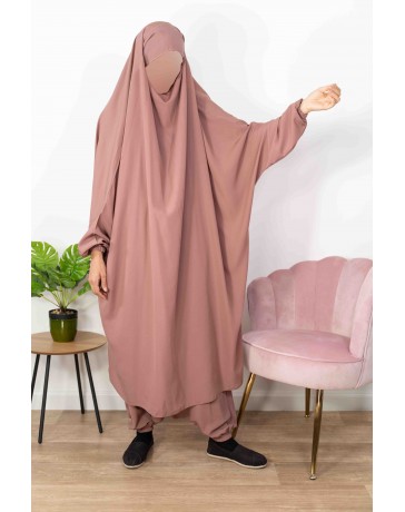 Jilbab 2 Pièces Serwal  - Vieux rose 142 / 146-  Wool Peach - El Bassira