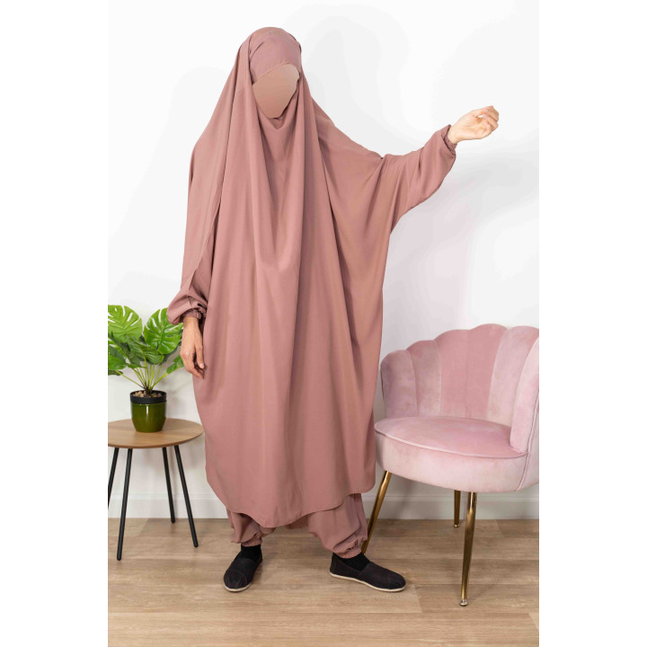 Jilbab 2 Pièces Serwal  - Vieux rose 142 / 146-  Wool Peach - El Bassira