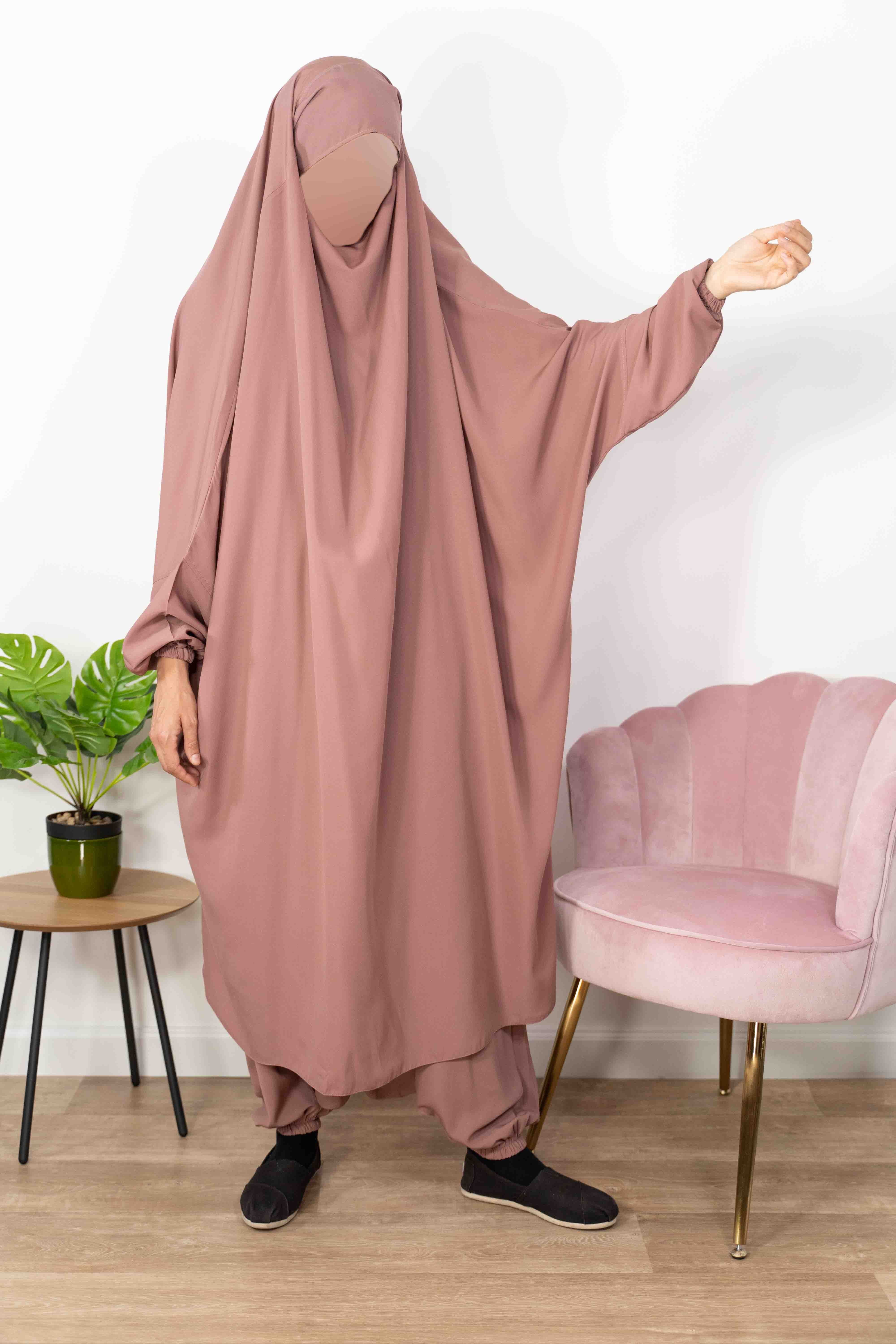Jilbab 2 Pièces Serwal  - Vieux rose 142 / 146-  Wool Peach - El Bassira