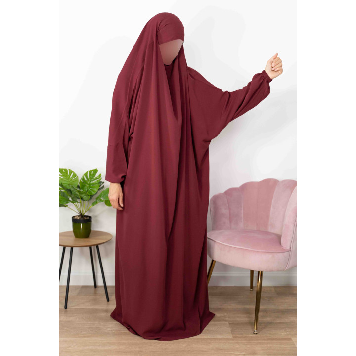 Jilbab 1 Pièce  - Bordeaux 162-  Wool Peach - El Bassira