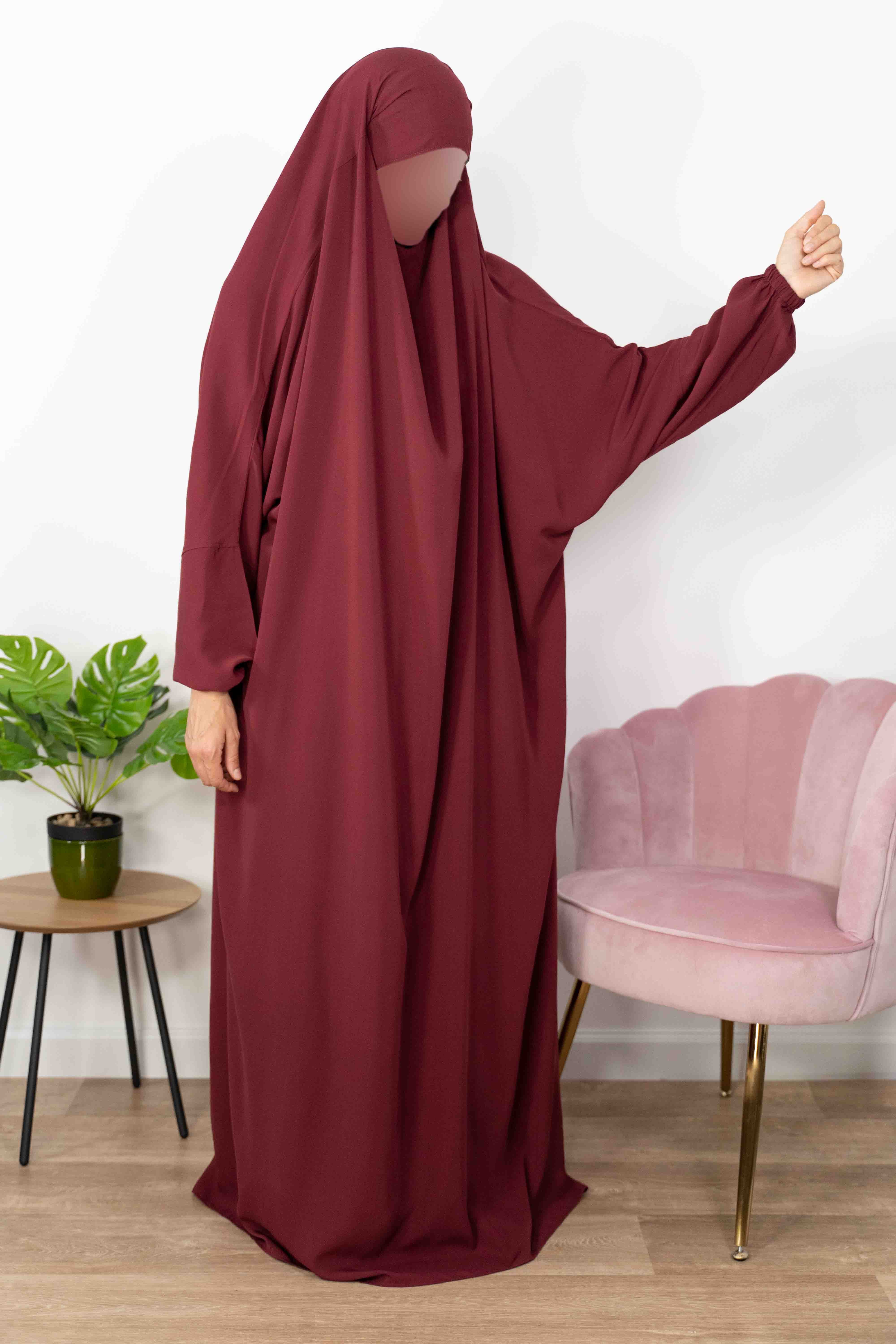 Jilbab 1 Pièce  - Bordeaux 162-  Wool Peach - El Bassira