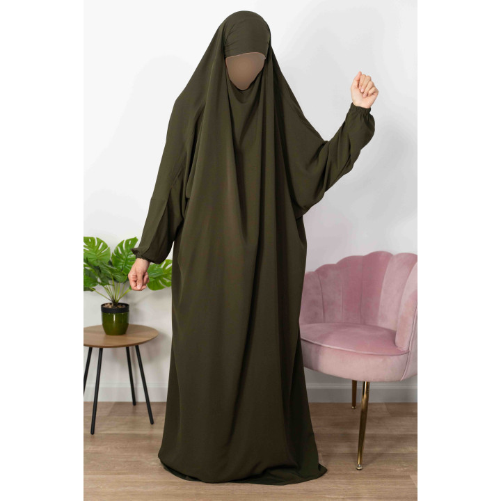 Jilbab 1 Pièce  - Kaki 52-  Wool Peach - El Bassira