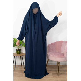 Jilbab 1 Pièce  - Bleu Nuit 93-  Wool Peach - El Bassira