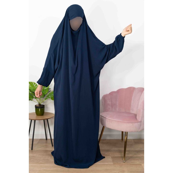 Jilbab 1 Pièce  - Bleu Nuit 93-  Wool Peach - El Bassira