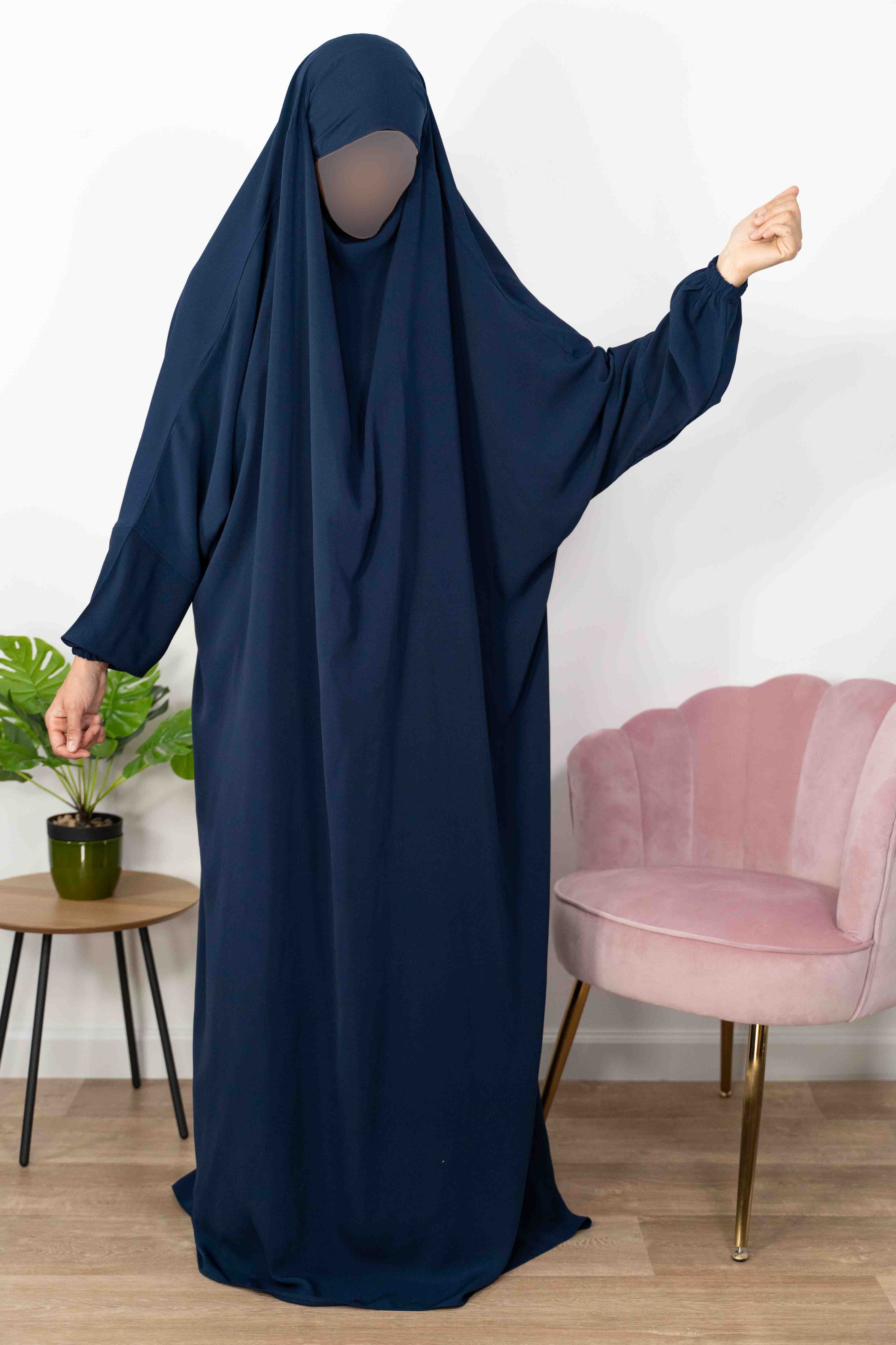 Jilbab 1 Pièce  - Bleu Nuit 93-  Wool Peach - El Bassira
