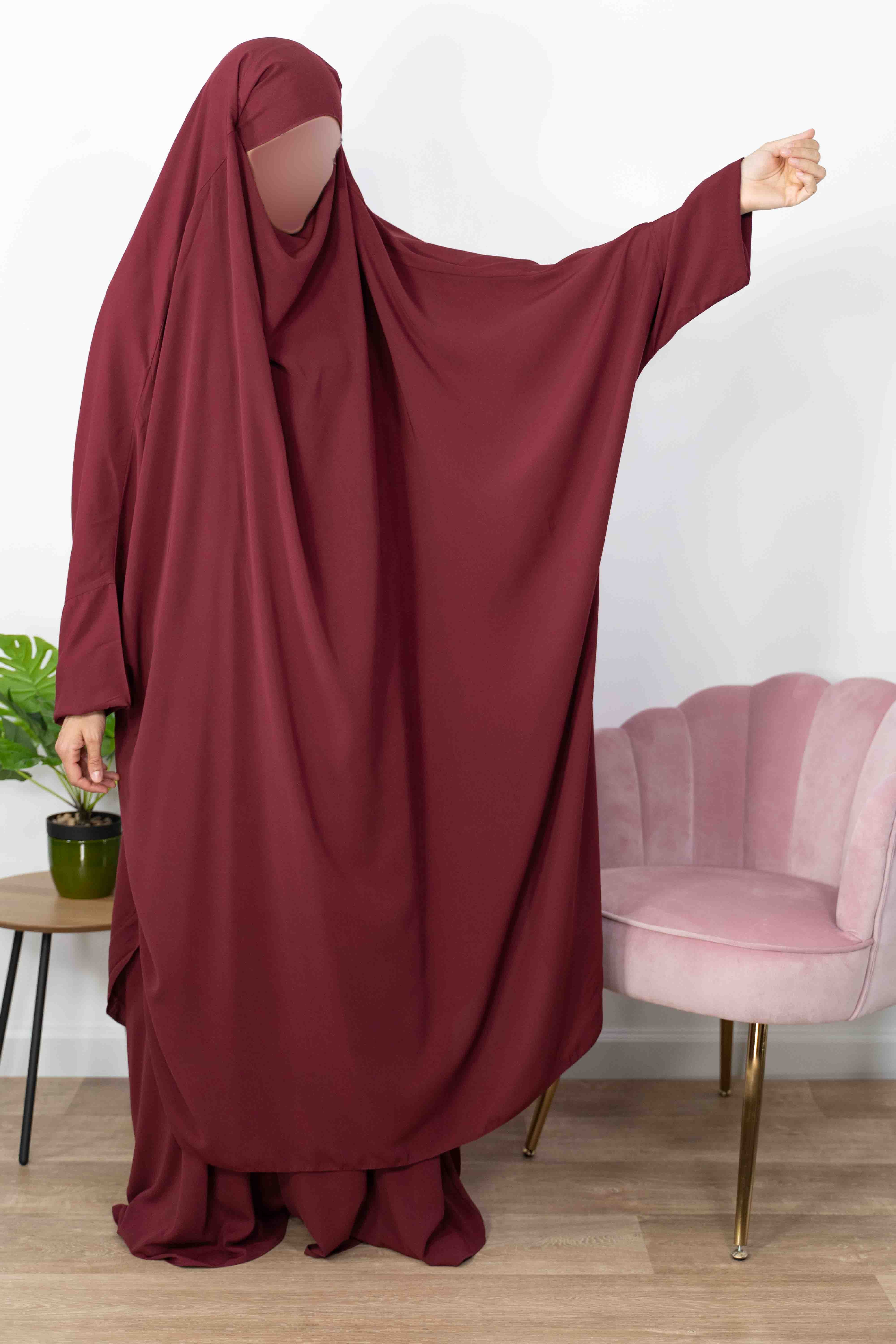 Jilbab 2 Pièces Jupes  - Bordeaux 162-  Wool Peach - El Bassira