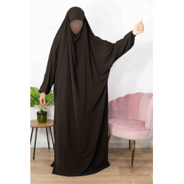 Jilbab 1 Pièce  - Marron foncé 3 -  Wool Peach - El Bassira