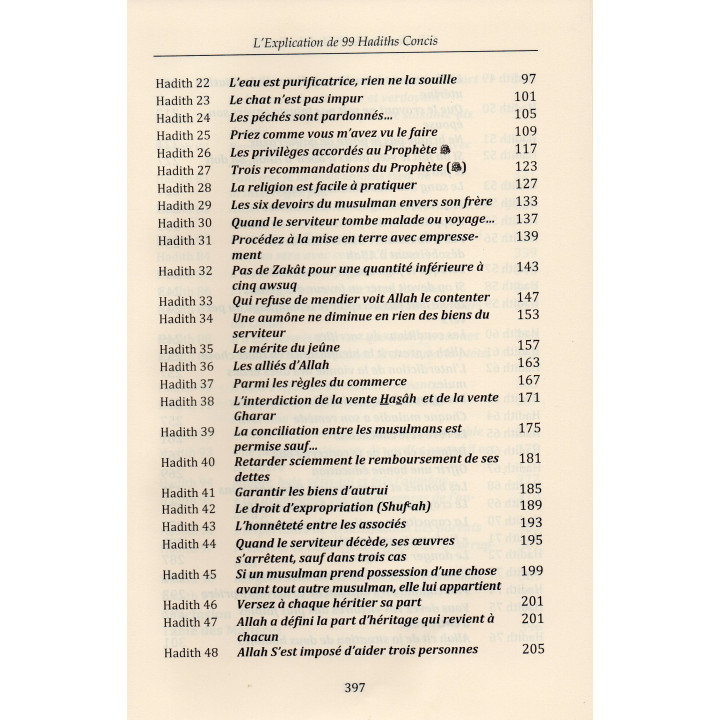 L'Explication De 99 Hadiths Concis