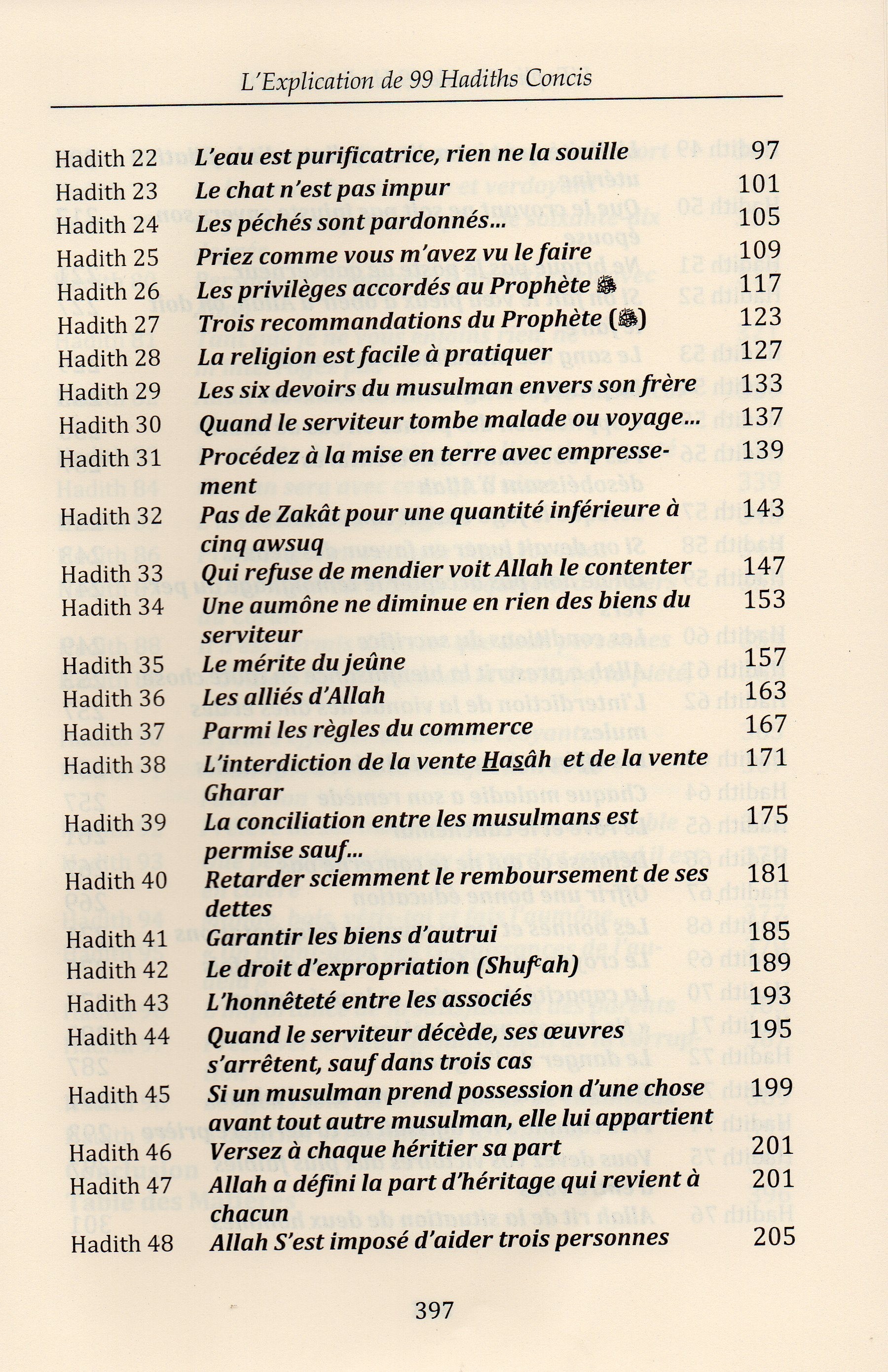 L'Explication De 99 Hadiths Concis