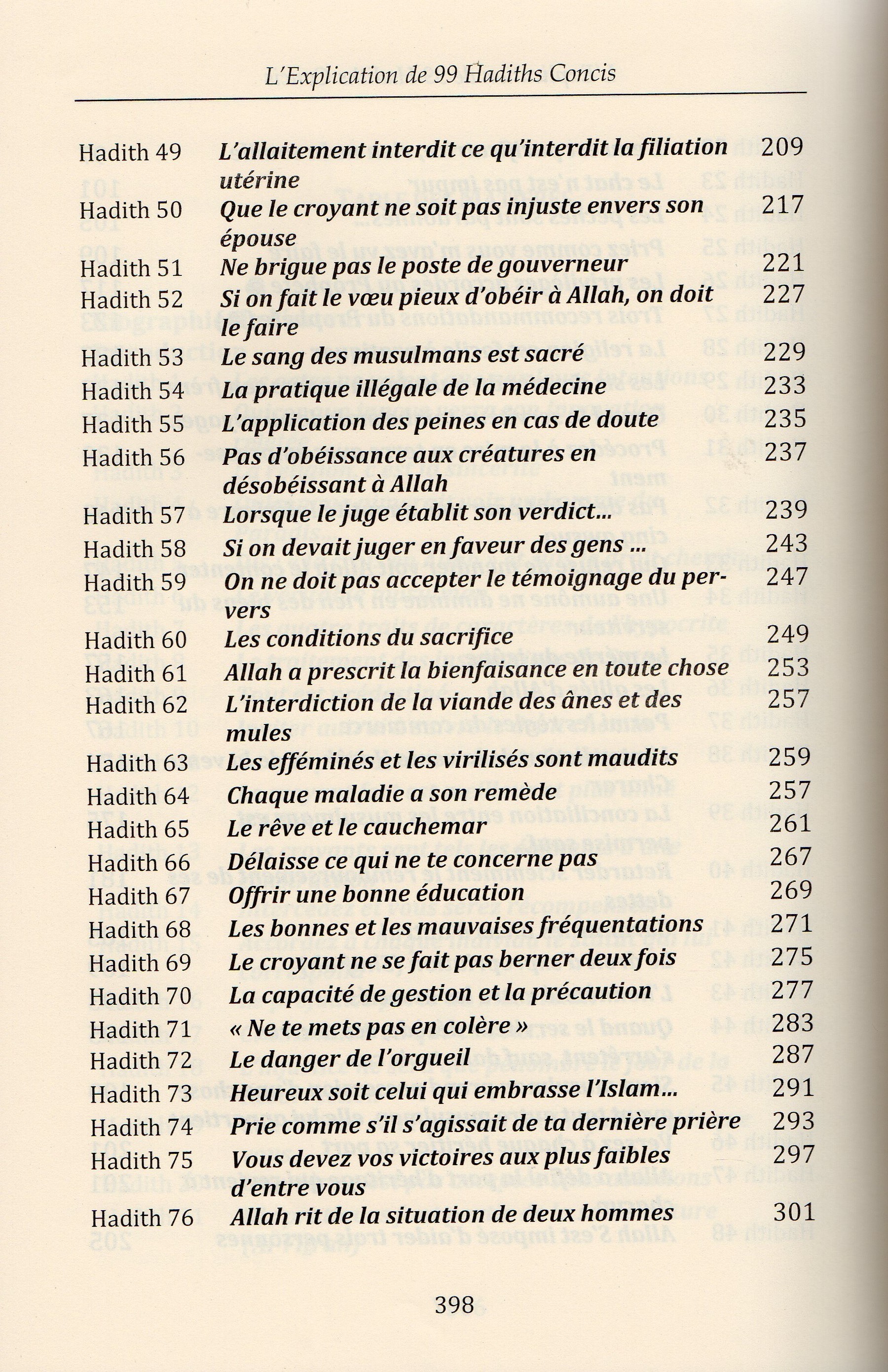 L'Explication De 99 Hadiths Concis