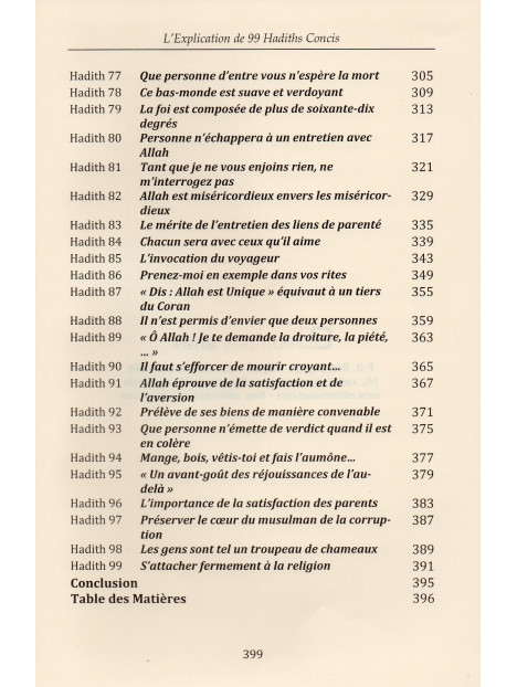 L'Explication De 99 Hadiths Concis