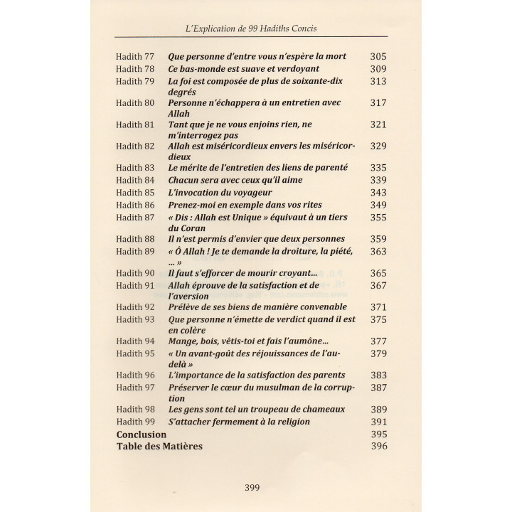 L'Explication De 99 Hadiths Concis