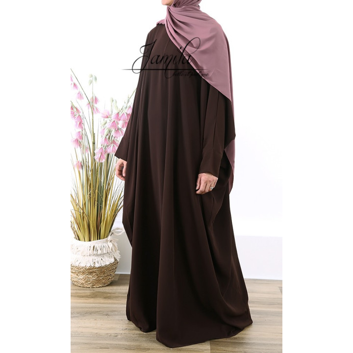 Abaya papillon choco - microfibre - Jamila