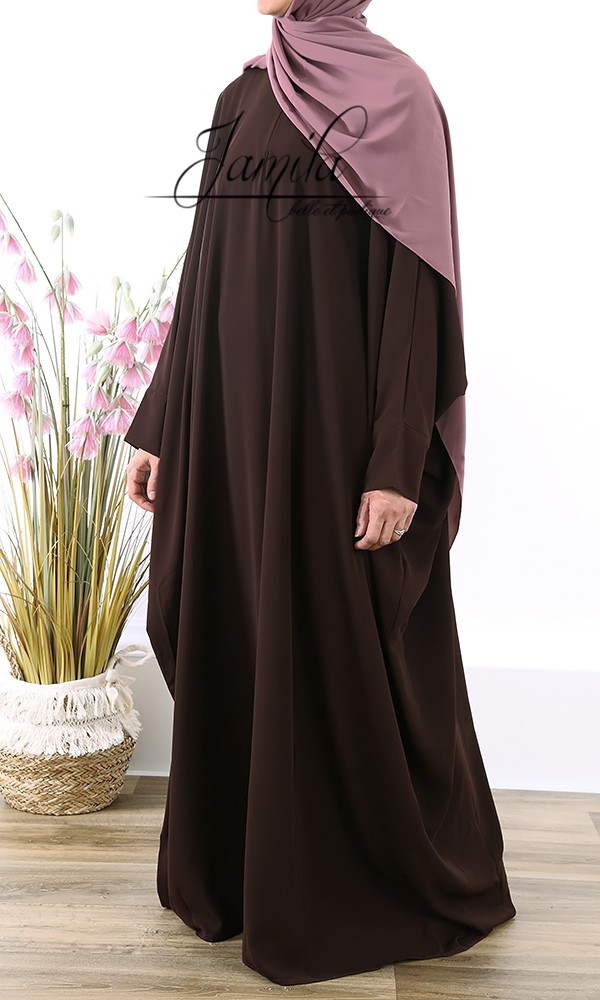 Abaya papillon choco - microfibre - Jamila
