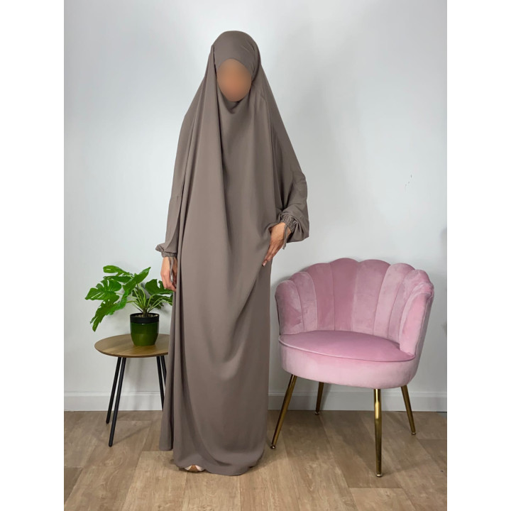 Jilbab 1 Pièce  -Taupe 11 -  Wool Peach - El Bassira