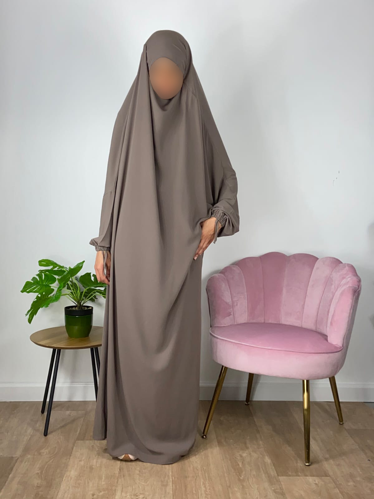 Jilbab 1 Pièce  -Taupe 11 -  Wool Peach - El Bassira