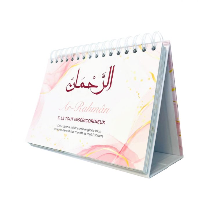 99 noms d'Allah - Calendrier chevalet rose - Editions al-hadith