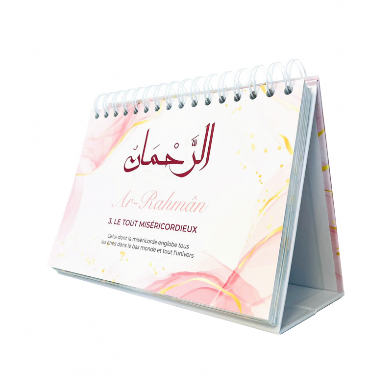 99 noms d'Allah - Calendrier chevalet rose - Editions al-hadith