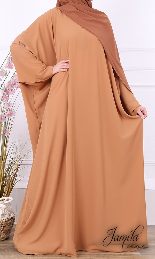 Abaya papillon Noir - tissu microfibre - Jamila