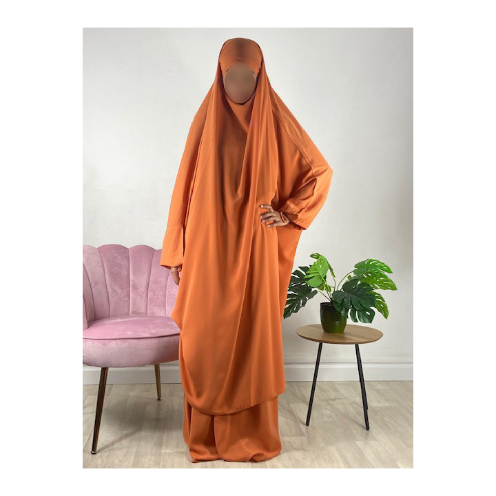 Jilbab 2 Pièces Vert émeraude 69 -  Wool Peach - El Bassira