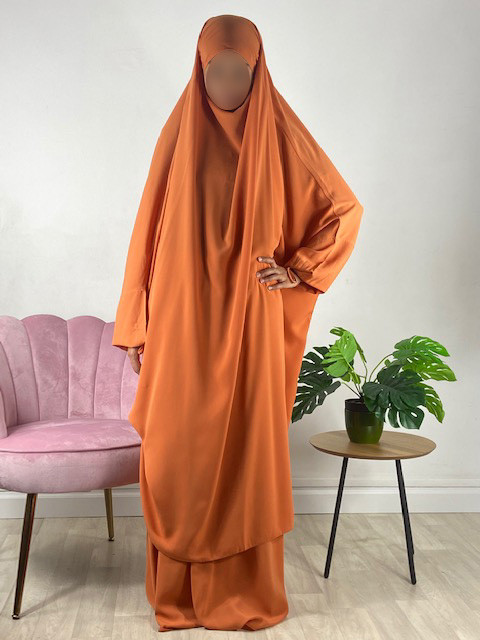 Jilbab 2 Pièces Vert émeraude 69 -  Wool Peach - El Bassira