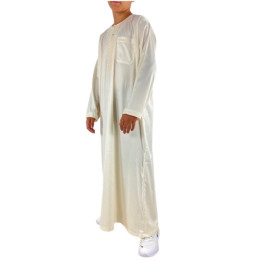 Qamis Enfant / Ado - Manches longues  - Créme - Atlas