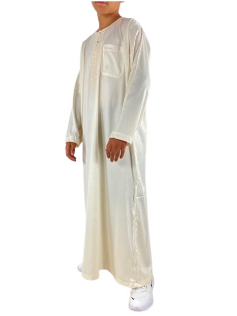 Qamis Enfant / Ado - Manches longues  - Créme - Atlas