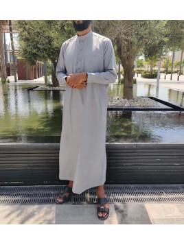 Qamis Saoudien Gris clair -...