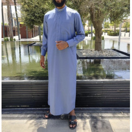 Qamis Saoudien Bleu Grisé - Coton
