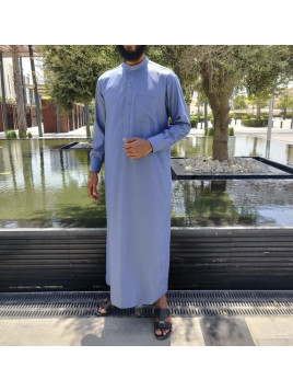 Qamis Saoudien Bleu Grisé -...