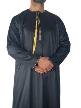Qamis Omani Noir - Satiné
