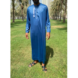 Qamis Omani Bleu - Satiné