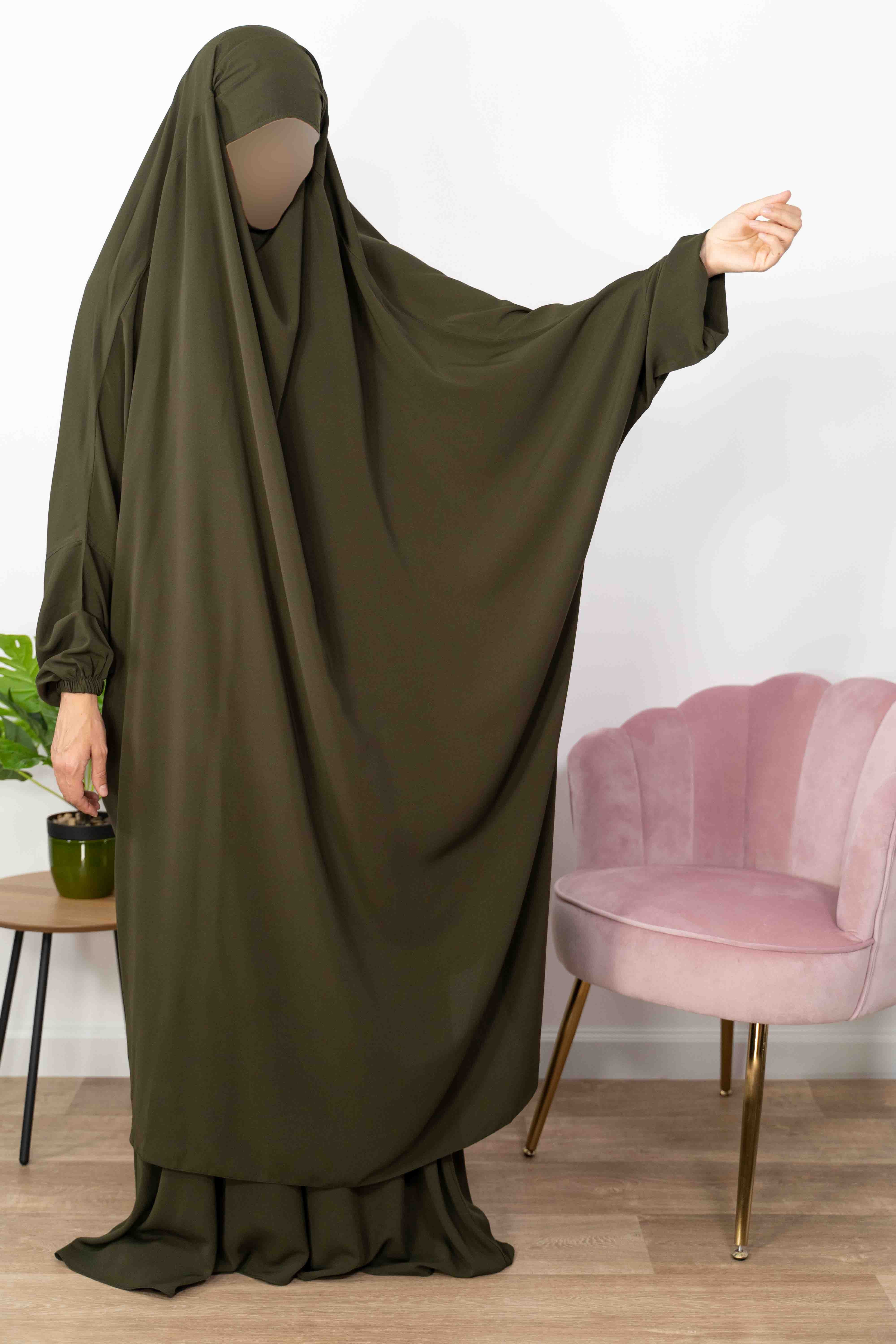 Jilbab 2 Pièces Jupes  - Vert Sapin 57-  Wool Peach - El Bassira
