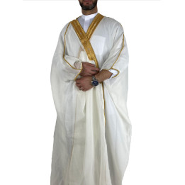 Bisht saoudien Blanc cassé et doré