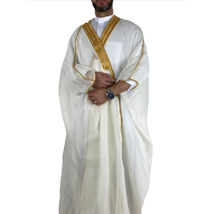 Bisht saoudien Blanc cassé et doré