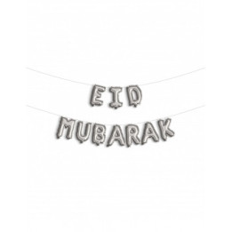 Guirlande ballon Eid Mubarak Argent