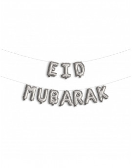 Guirlande ballon Eid Mubarak Argent