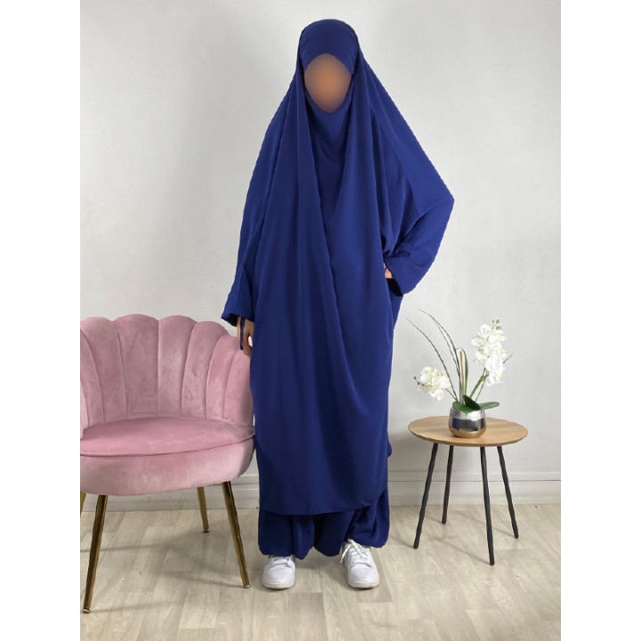 Jilbab 2 pièces sarouel Bleu foncé 96 - El Bassira