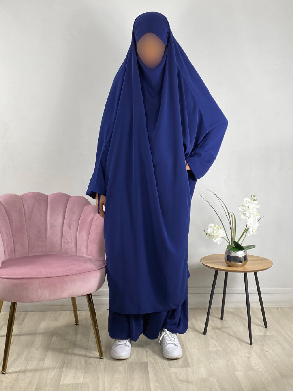 Jilbab 2 pièces sarouel Bleu foncé 96 - El Bassira