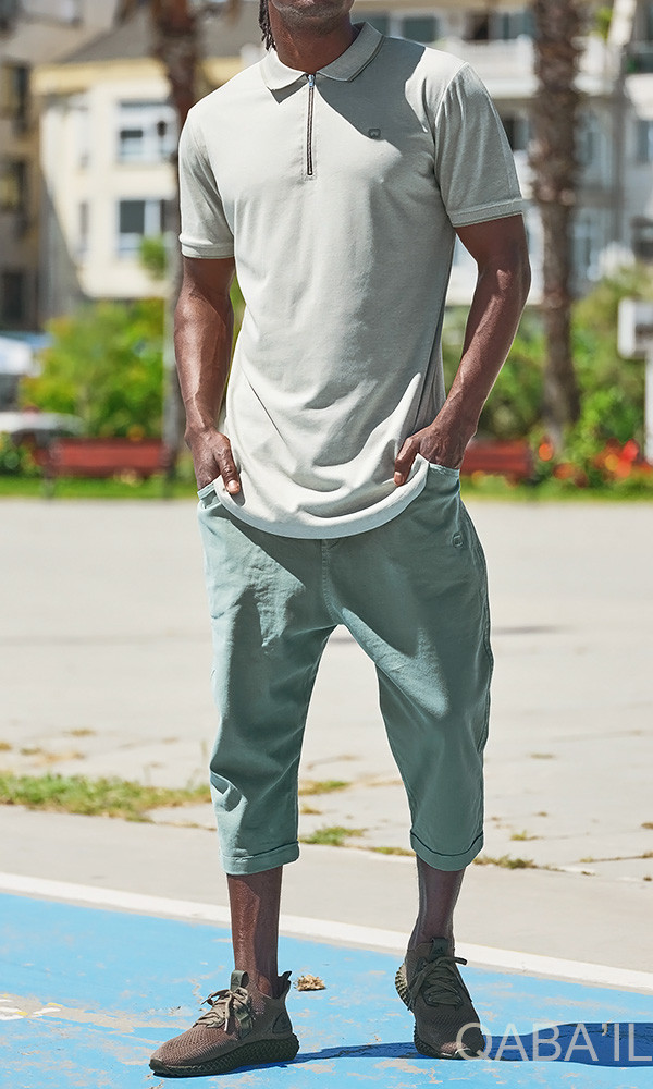 Polo Zip up - vert clair - Qaba'il