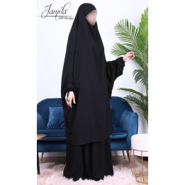 Jilbab 2 pièces jupe Noir - Microfibre  - Jamila