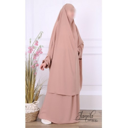Jilbab 2 pièces jupe Taupe rosé 2314 - microfibre - Jamila